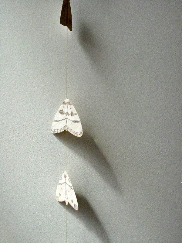 moths - paper and wax string mobile
