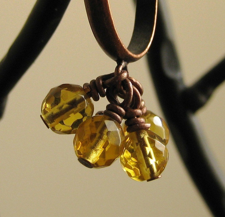 Honey Girl - Faceted Citrine Gemstone and Copper Bauble Ring - OOAK Jewelry