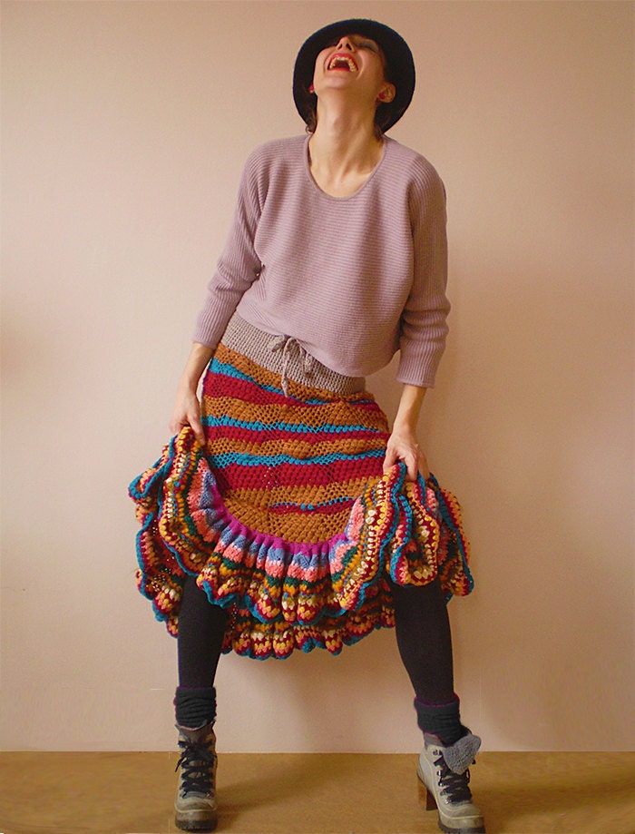 Long Women's Skirt - Ruffles and Stripes