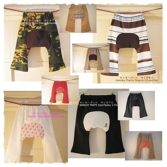 Monkey Pants Pattern by PDF (Trousers for babies) Size 12 to 18 months.