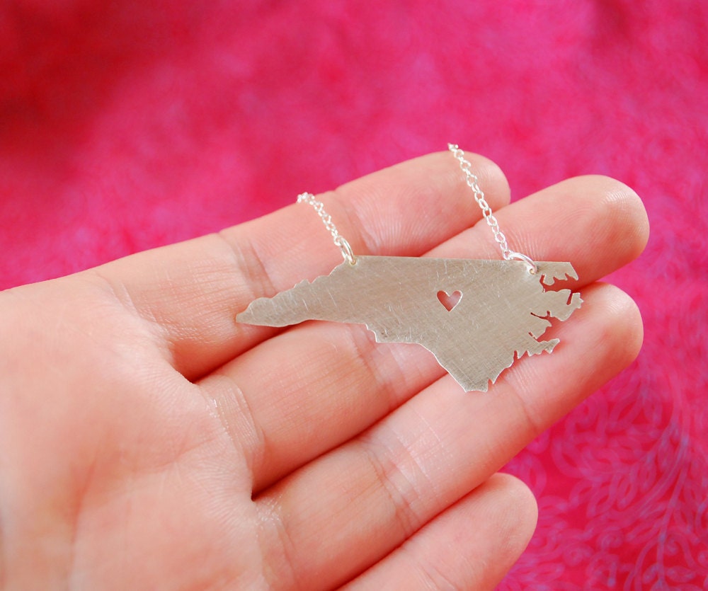 Heart of North Carolina-Recycled Silver Necklace