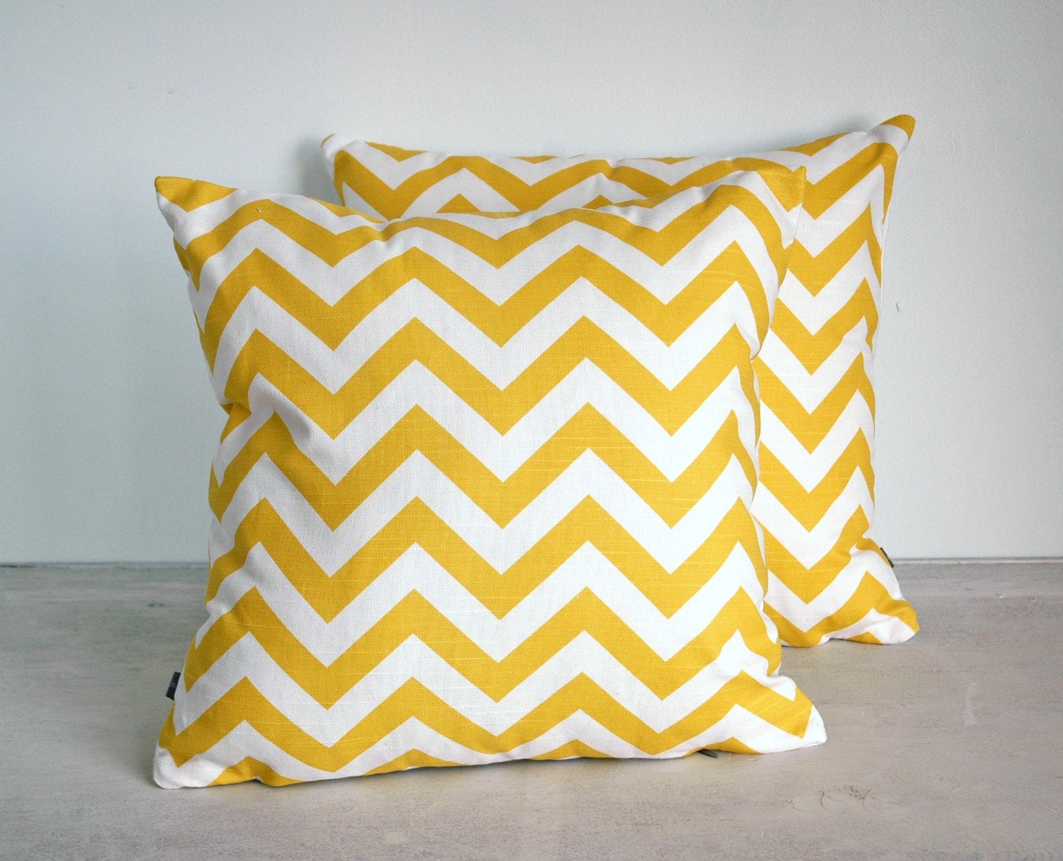White & Yellow ZigZag Print Pillow