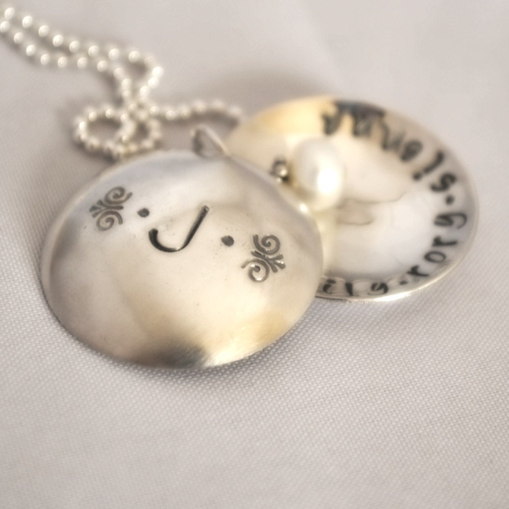 hand stamped personalized large faux locket handstamped custom necklace...
