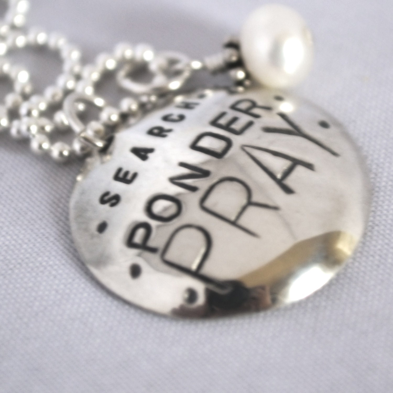 hand stamped personalized sterling silver necklace handstamped search ponder PRAY...