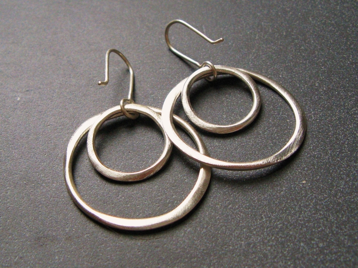 Large Sterling Silver Double Organic Hoops