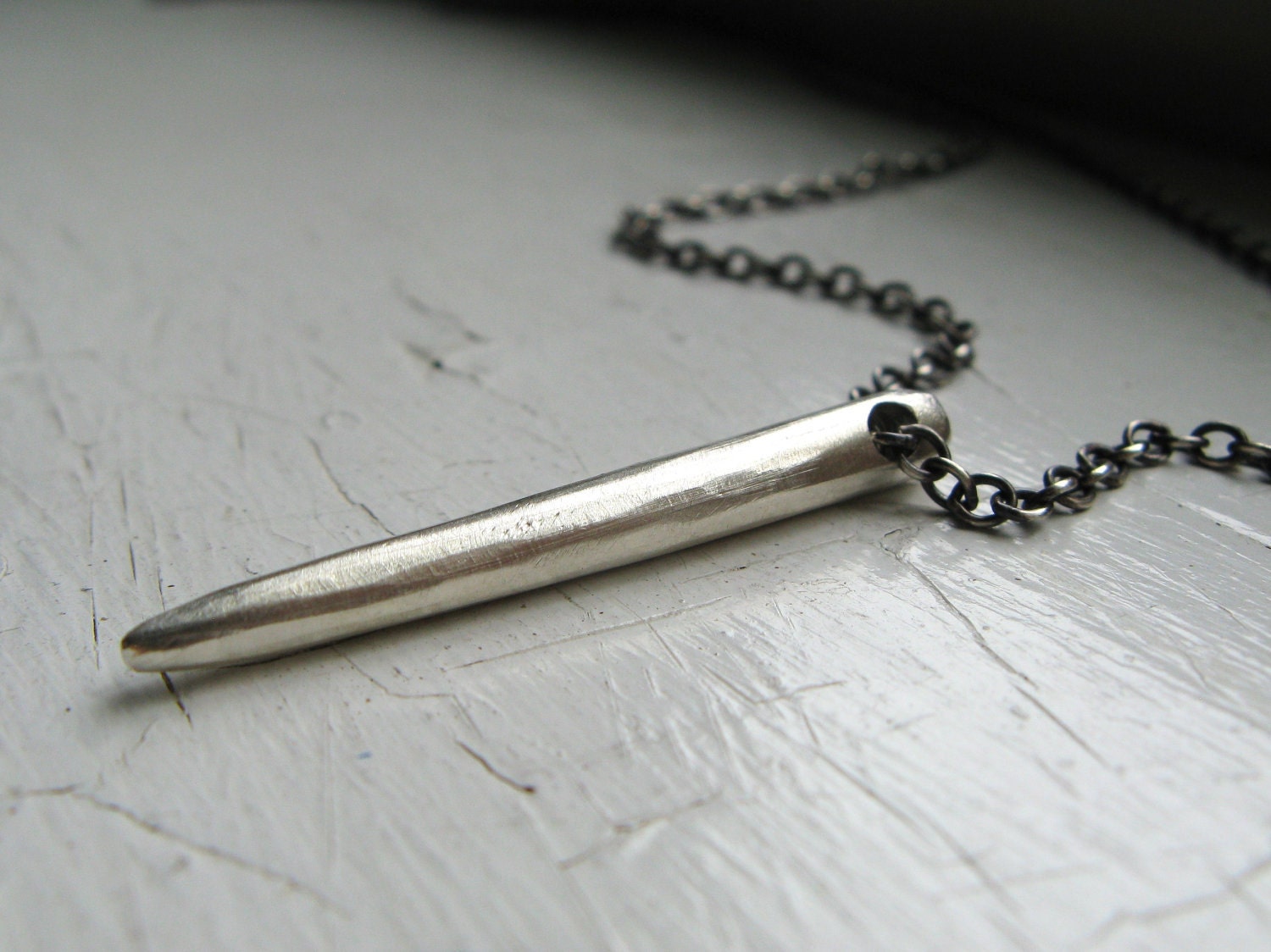 Long Sterling Silver Tusk Necklace