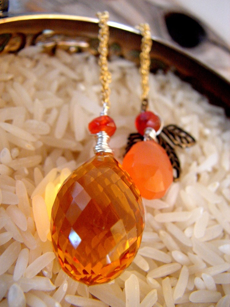 Golden Autumn Gemstone Necklace - Citrine and Carnelian