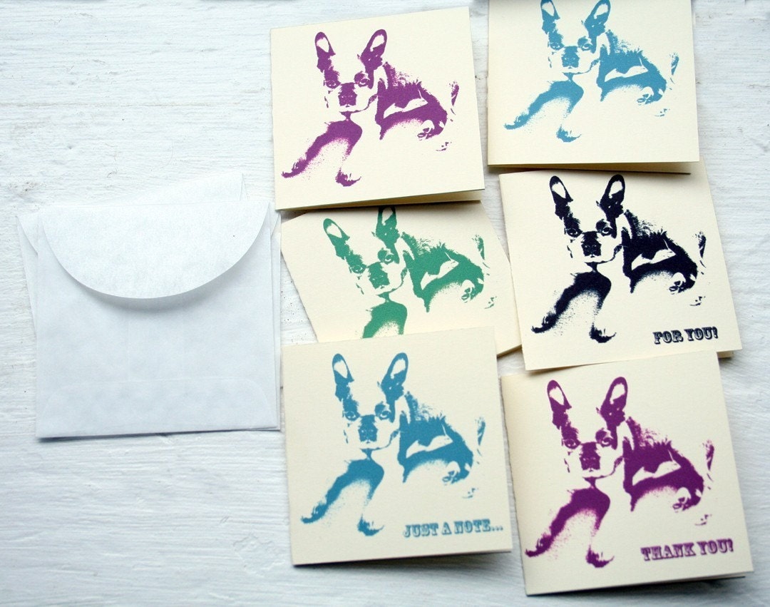 Colorful Boston Terrier mini notes - set of 6