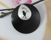 East African Blackwood and sterling silver raven (or East African Blackwood and sterling silver chickadee) - handcut details
