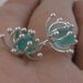Rough apatite sea anemone stud earrings, raw gemstone, gorgeous watery-blue, OOAK