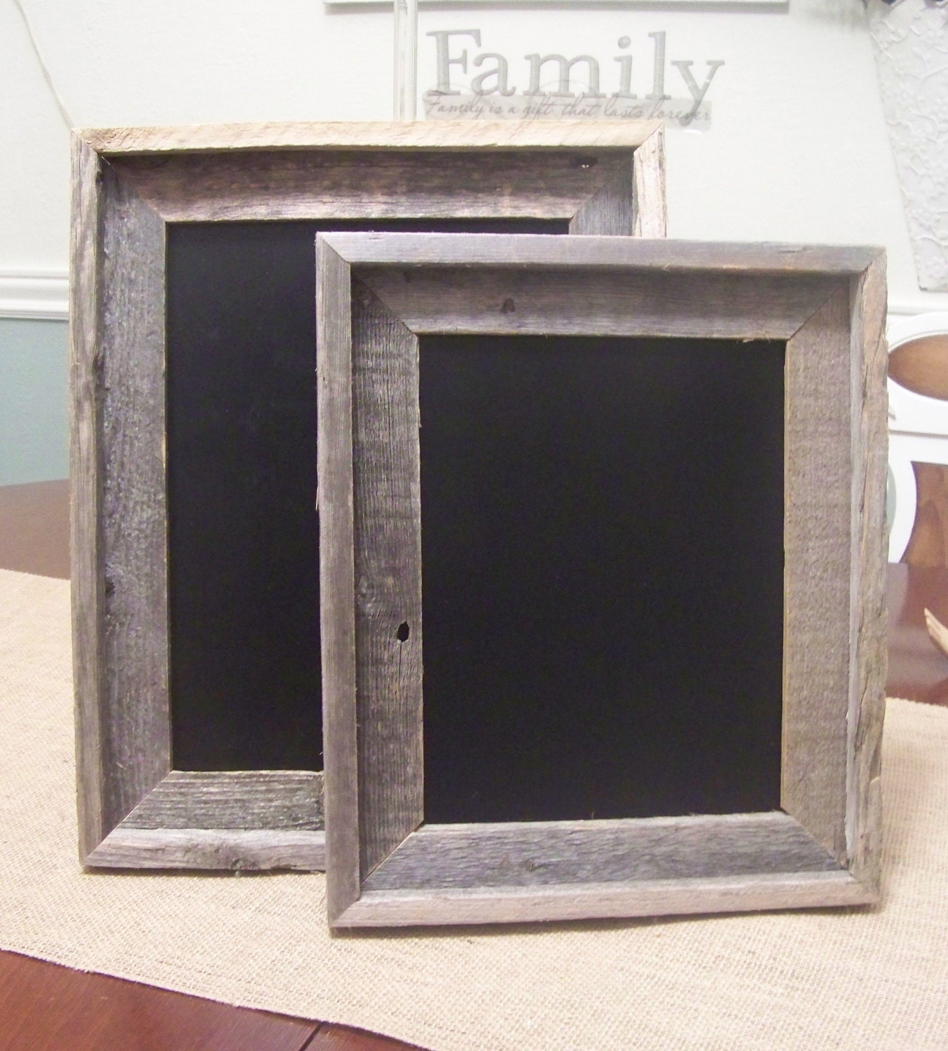 Wooden Chalkboard with Rustic Wood Handmade Frame
