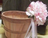 Rustic Flower Girl's Basket with Pink and White Peony