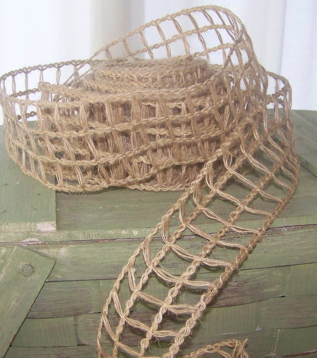 Open Weave Burlap Ribbon 5 yds-Bows, Pillows, Christmas Stockings