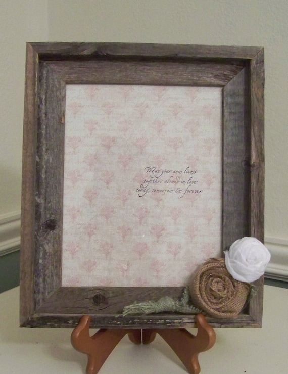 Rustic Wedding Wood Frame with Burlap Rose and by sugarplumcottage