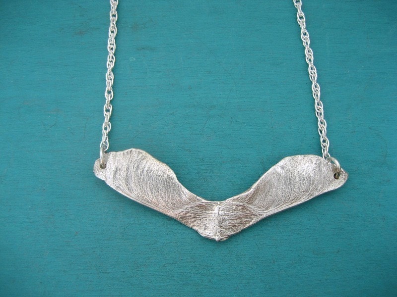 Samara  maple seed necklace in sterling silver