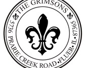 Fleur de lys custom rubber stamp return address --2226