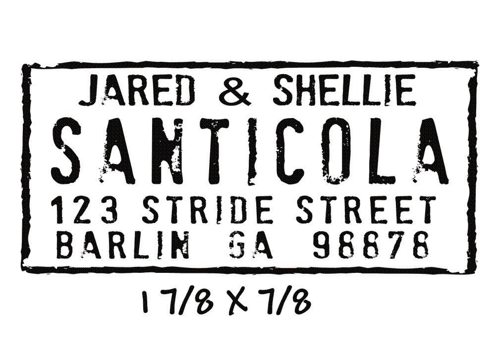 Rustic stamp return address with a used stamp look custom font wood mounted--2649