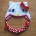 Hello Kitty Ear Flap Hat - Red - Newborn to Adult Sizes