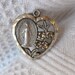Vintage Sterling Heart Charm Pendant Holy Mother Pray for Us BASILICA Rare Charm Rhinestone