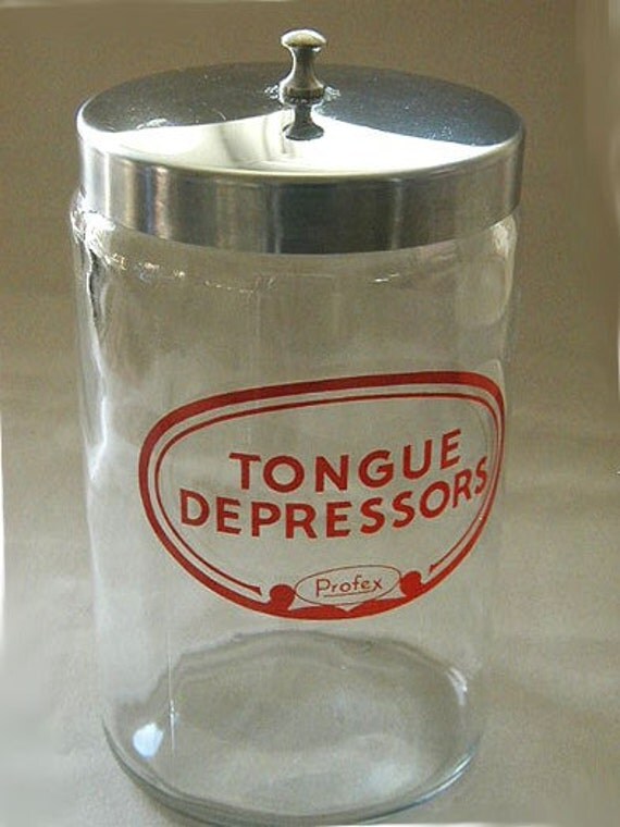 Vintage Profex Tongue Depressors Apothecary Jar by merrysunshine