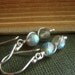 Labradorite Spiral Earrings on Sterling . Flashy Wirewrapped Gemstone . Twisted