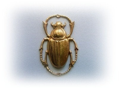1 - Egyptian SCARAB BEETLE Raw Brass Jewelry Findings (BC)