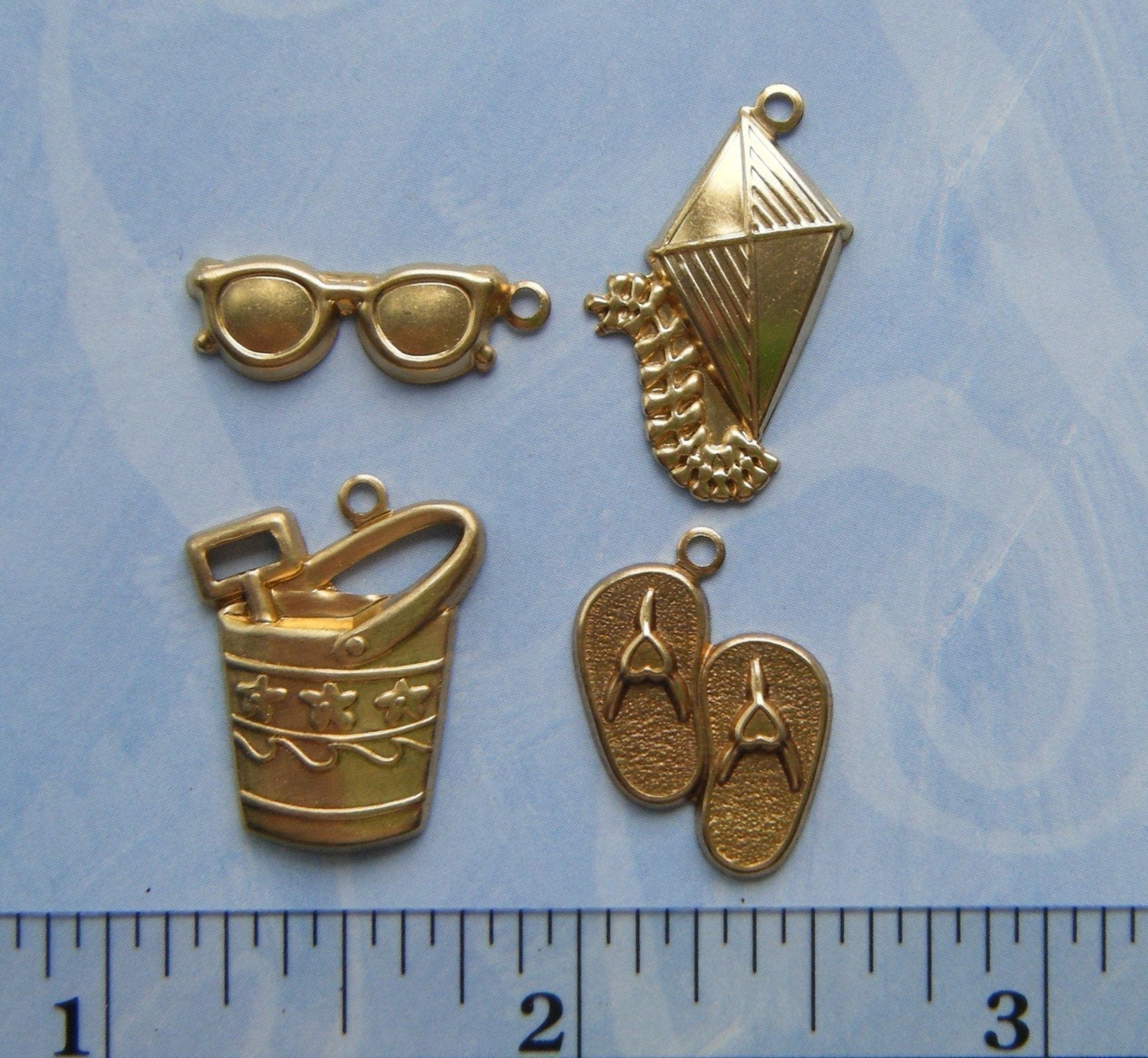 12 Pc  BEACH THEME Brass Charms and Brass Jewelry Findings