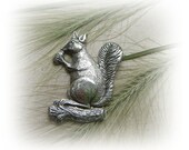 1 Large Squirrel on Branch Silver Ox Plated Brass Jewelry Findings (SF)