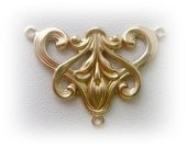 2 - Art Deco 3 Ring Connector Raw Brass Jewelry Findings(BF)