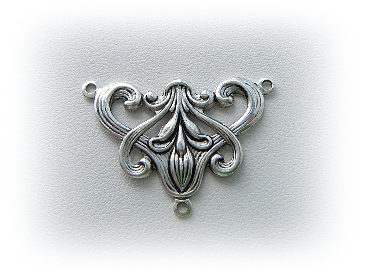 2 - Art Deco 3 Ring Connector Antique Silver Ox Brass Jewelry Findings - Stamping (F)