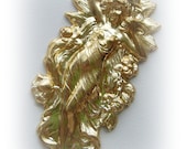 1 - Water Goddess Raw Brass Jewelry Findings - Pendant - Ornament (C-3)