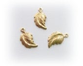 10 Small LEAVES Raw Brass Charms and Jewelry Findings - Stamping (F)