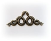 Double SNAKES Motif Antique Ox Brass Stamping  - Brass Jewelry Findings (C-5)