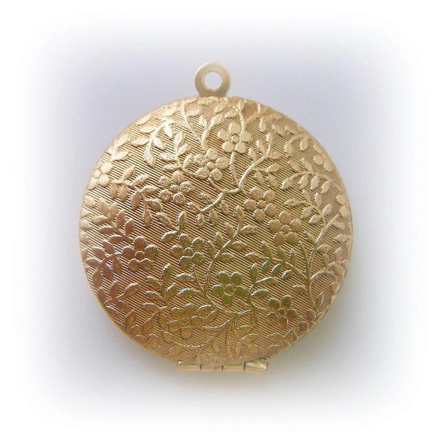 Brass Round FLOWER Forget Me Not Locket Pendant