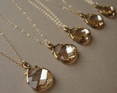 Bridal Necklaces Set of Four, gold filled, wedding gift, bridesmaids, Swarovski crystal pendants, bridal party, maid of honor