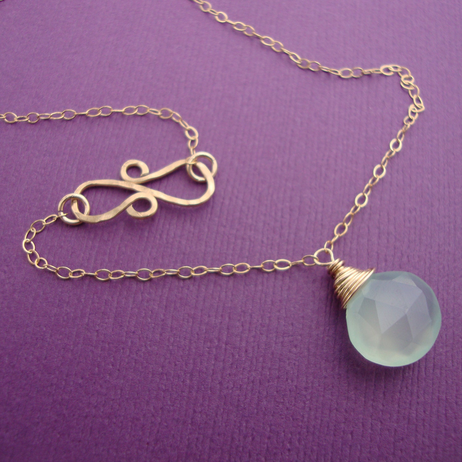 ON SALE Chalcedony Necklace and Infinity Hammered Pendant all GOLD Filled bridal, wedding necklace, everyday jewelry
