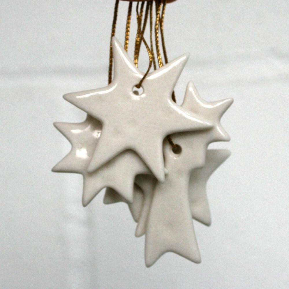 Special Edition Stars, 5 White Porcelain Decorations