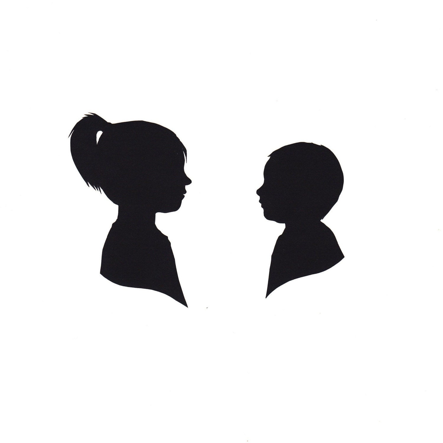 Custom Silhouette Portrait Child Duo Papercuts