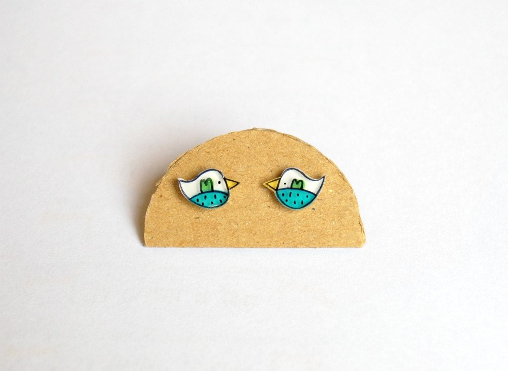 Tiny birds studs earrings