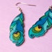 peacock feathers dangle earrings