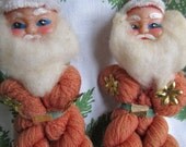 Vintage 1940's Yarn Santa Twins Christmas Ornaments