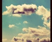 Clouds Photograph,  5x5 Print, Surreal Sky Photo, Blue Sky, Cloudy, Fine Art Photography