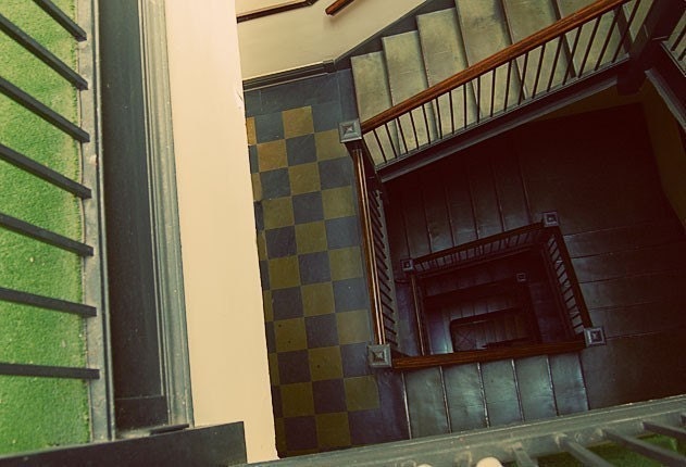 Stair Photograph, Spriral Stairwell, 4x6 Print, Abstract, Surreal Photography, Muted Tones