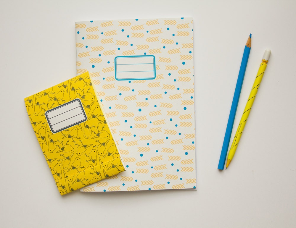 Back to school kit - Custom notebook and small notepad - pack of 2 (one of each) - custom patterns and colors