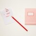 Notepad for Valentine day, with a red heart pattern
