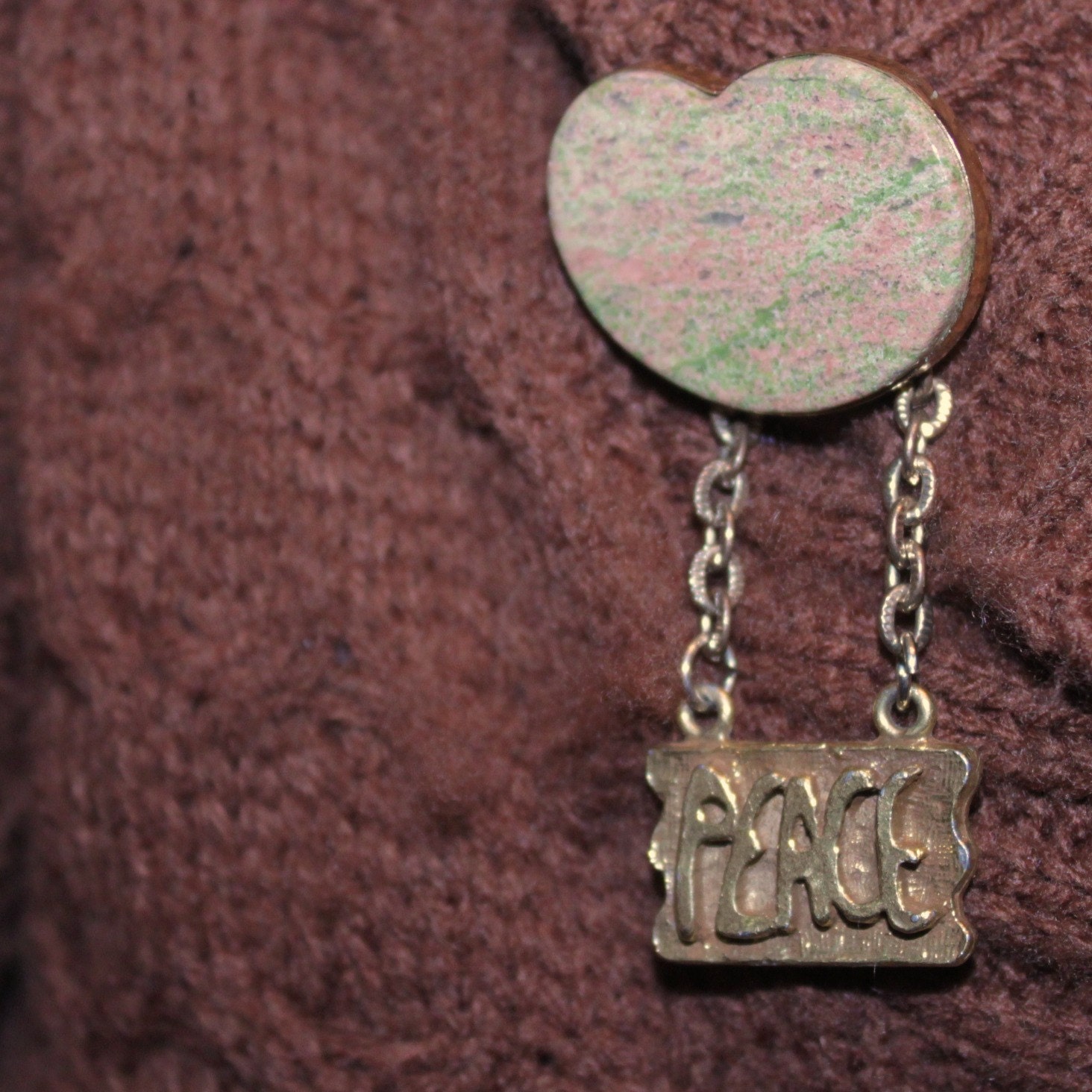 Upcycled unakite brooch pin