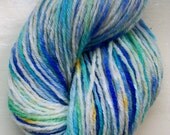 Hand painted yarn 50g merino cashmere angora blue aqua lemon ivory