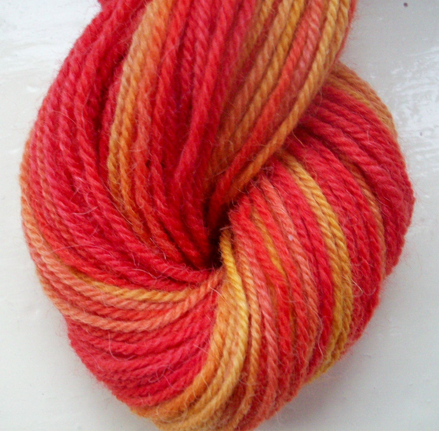 Hand painted yarn 50g gold scarlet red