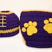 Lsu Football Hat and diaper cover set , crochet baby hat , diaper cover Size newborn 0 3  6 12 months MADE TO ORDER