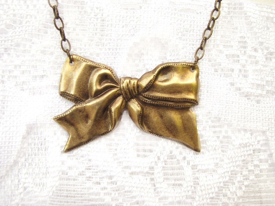 Antique Brass Bow necklace